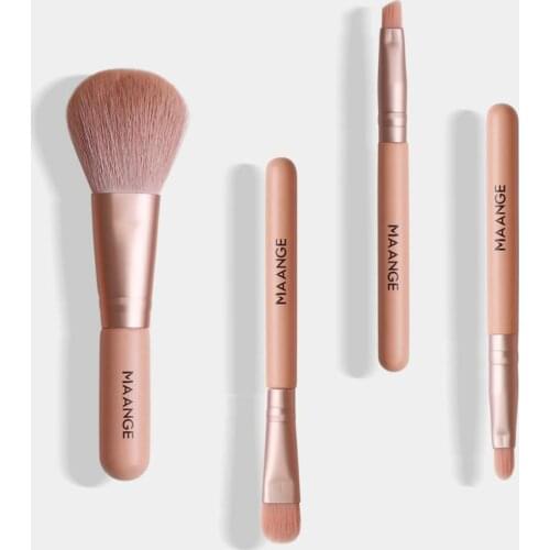 4 Pack Makeup Brush Set - Including Blush Powder Brush, Eyeshadow Applicator Brush, Lip Brush and Eyebrow Combo