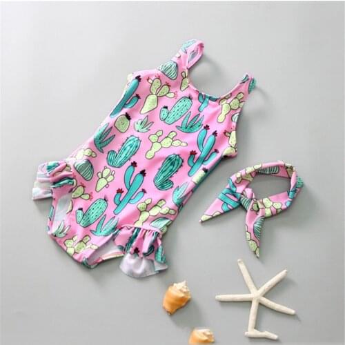 2020 New Cute Sleeveless Girl Baby Fashion Cactus Printed One-Piece Swimsuit Summer Baby One-Piece Princess Princess Bikini