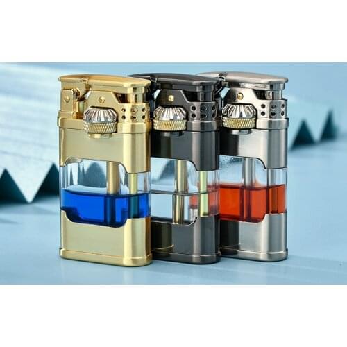 New Creative Side-slip Gear Linkage Ignition Kerosene Lighter Retro Visible Window Windproof Petroleum Lighter Cool Men Gifts