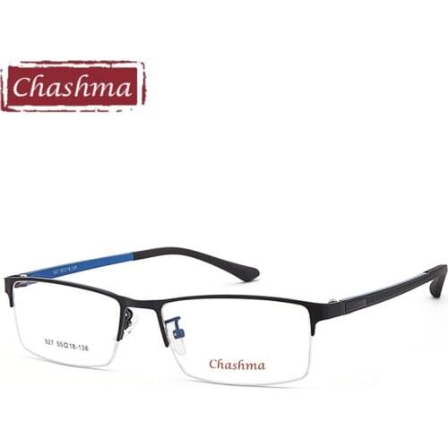 Chashma Brand Mens Quality Optical Spectacles Fashion Semi Rimmed Alloy Frames TR90 Arms Eyeglass Eye Frames Men Clear Lenses