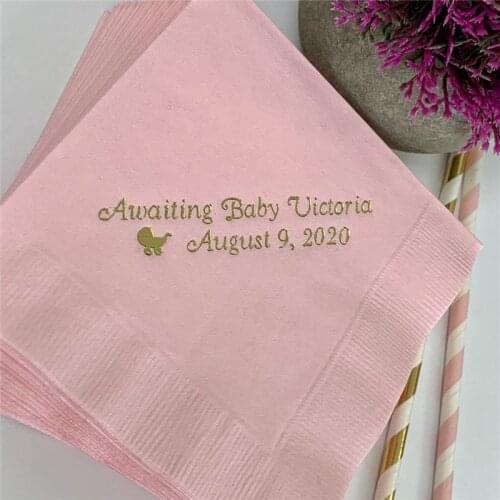 Personalized Napkins Baby Shower Cocktail Beverage Paper Party Monogram Custom Luncheon Avail First Communion Baptism Wedding