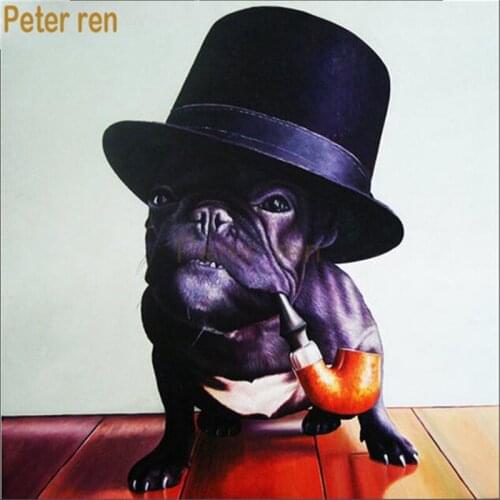 Peter ren Diy Diamond painting cross stitch 5 Square or Round diamond mosaic Full Diamond embroidery Tobacco dogs with bowlers