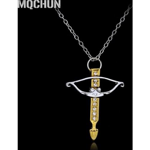 MQCHUN The Walking Dead Daryl Bowm an Bow Arrow Necklace Gold Color With Crystal Terror Jewelry Christmas Gifts-30