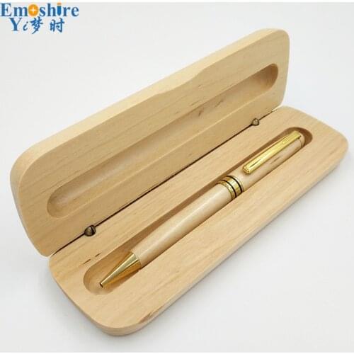 Maple Ball Pen with Pencil Case Set Pencil Box Natural Custom LOGO High Quality Teacher Students Gifts Ballpoint Pens P112
