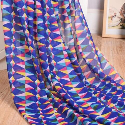 Chiffon Geometry Print Fabric Creative 75D Fabric In Summer Chiffon Fabric Floral Printed Chiffon Dress Fabric