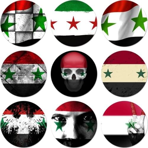 Syria syrian National flag Icons Pins Badge Decoration Brooches Metal Badges For Backpack Decoration 58mm