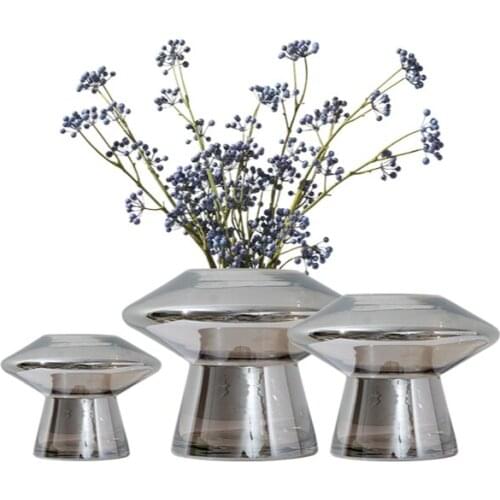 Glass Flower Nordic Light Luxury Electroplated Silver Vase Model Room Soft Decorative Ornaments