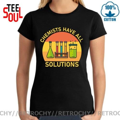 Camiseta Chemists Science has all the Solutions T-Shirt Womens Short Sleeve T Shirt Science Master T Shirt Female Nerd Tee Tops