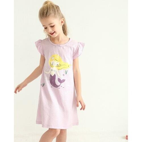 Girls Nightgowns Short Sleeve Kids Nightdress Summer Sleeing Girl Dress Cute Cartoon Kids Homwear Dresses Children Pajamas