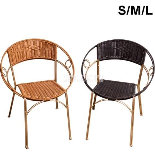 1Set of 2pcs Rattan Chair Simple Home Balcony PE Rattan Weave Metal Frame Leisure Chair With Backrest For Student/Children S/M/L