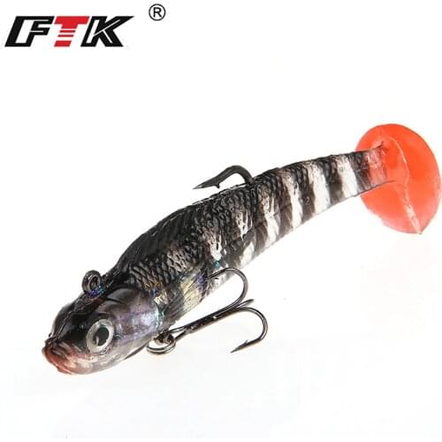 FTK 1pc Jig PVC Fishing Lures Lead Head Soft Lures 8cm/9g 10cm/21.5g Swimbait Wobblers Shad Bait with Treble Hook Carp Fishing