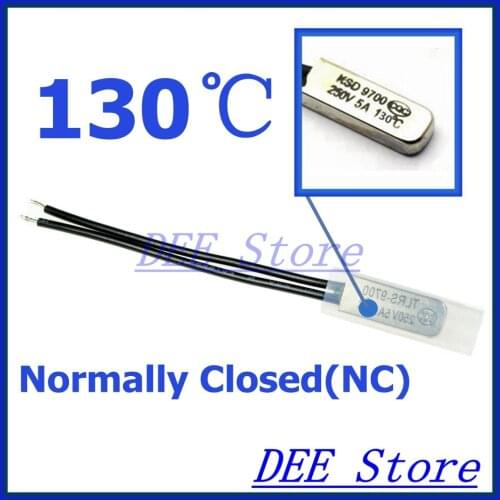 10Pcs/lot 130C Degree Celsius NC Normal Close Thermal Protector Sensor Thermostat temperature control fuse 250V 5A KSD9700