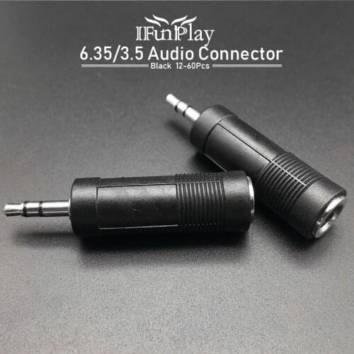 12Pcs 6.35 mm Male to 3.5mm Female Adapter 3.5 plug to 6.5 Jack Stereo Audio Adaptor for Guitar Microphone Cord Converter