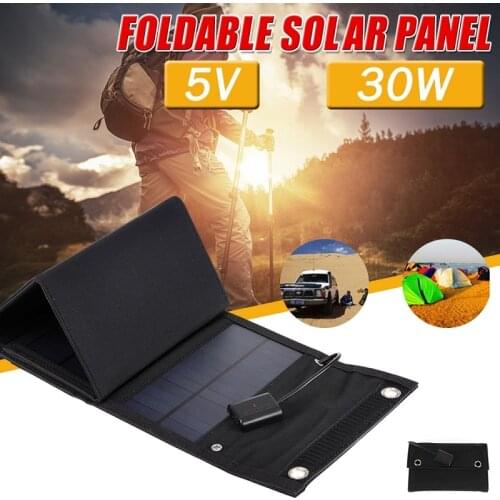 30W/18W 5V Portable Waterproof Solar Panel Outdoor Emergency Charging Solar Power Charging Cell Phone Camping Solar Panel