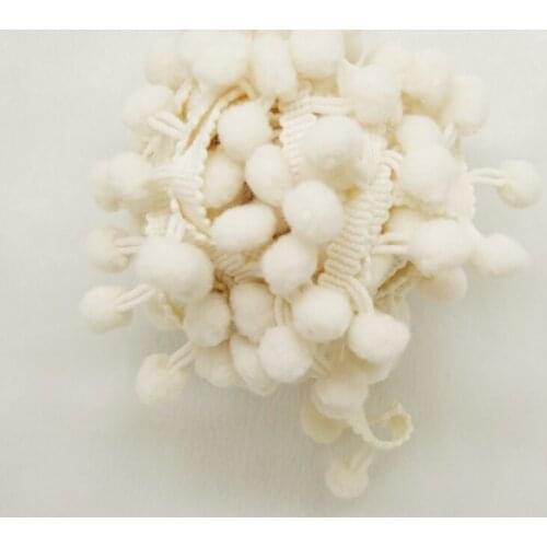 5Yards/lot Cream color cute PomPom fringe trim draper ball Accessories sew 0.8" ball