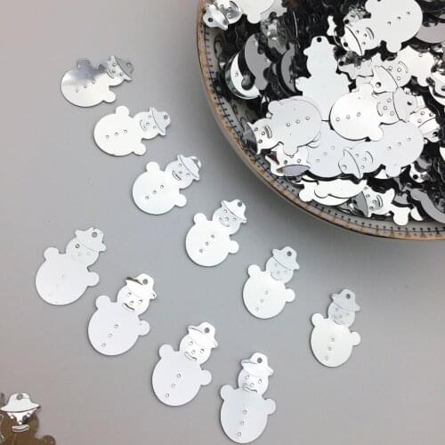 50g/lot 14*20mm Snowman Loose Sequins Christmas Sewing Crafts DIY Garment Accessory Silver