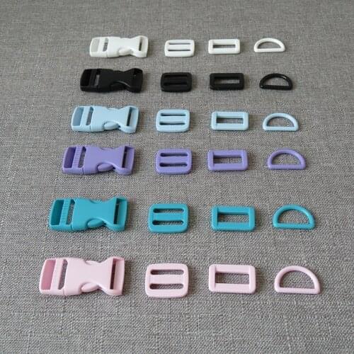 50sets/lot 25mm ribbon strap belt buckle plastic D ring clasp adjuster slider for bag pet dog collar necklace sewing accessory