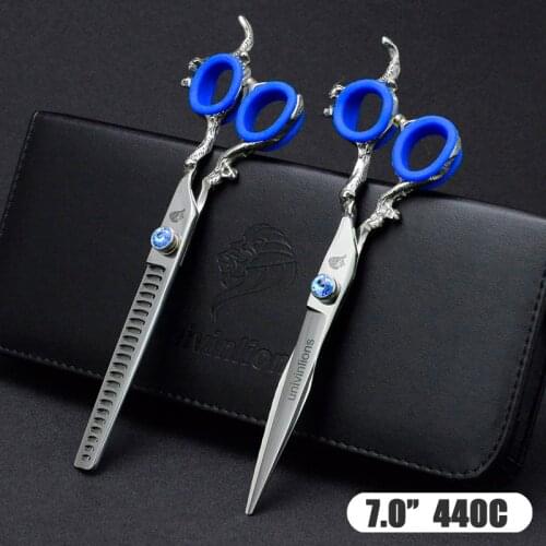 7" Pet Straight & Thinning Scissors Pet Dog Gromming Scissors Kit Pet Cutting ScissorsThinning Shears for Dog Animails Cat