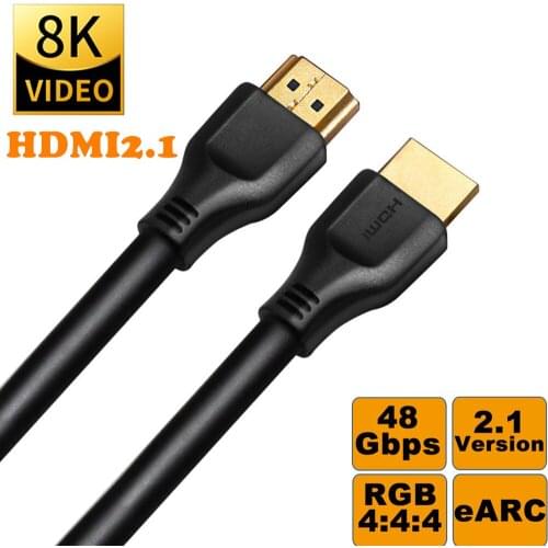 8K Cable HDMI2.1 Ultra-HD (UHD) 48Gbps 8K 60Hz 4K 120Hz HDR RGB 4:4:4 HD Cable For PS4 HDTV Projector Computer 1m 2m 3m