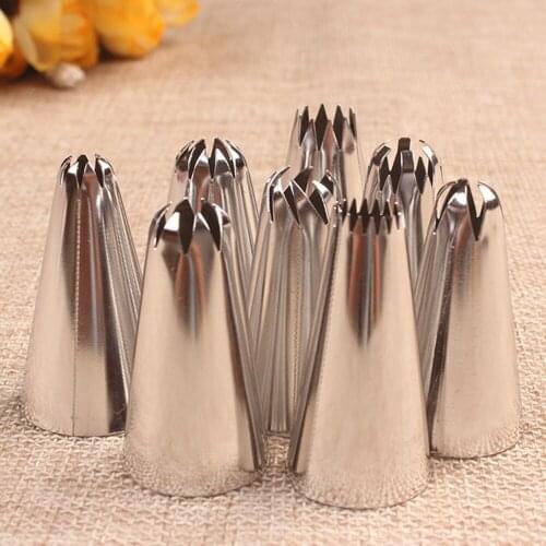 8 pcs/set Large Size Cake Nozzle Kitchen Accessories Cream Icing Piping Fondant Rose Nozzle Pastry Tips Cake Decorating Tools