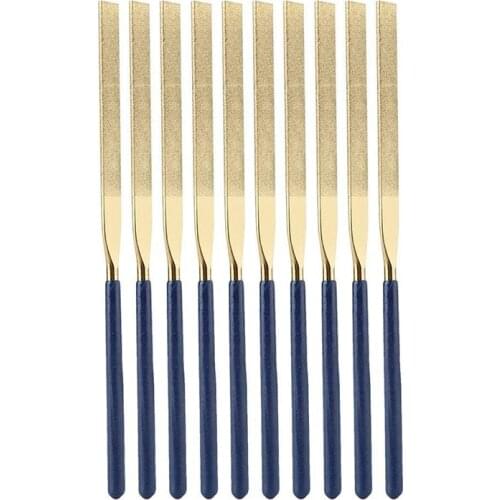 HLZS-10Pcs Diamond File High Wear Resistance Diamond Flat File Golden Alloy File Polishing Repair Tool 5X180