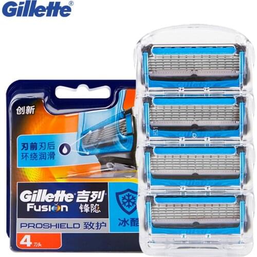 Gillette Fusion Proshield Razor Blade chill Shaver Blades With Cooling Technology For Men safe Beard Shaving razors Blades 4Pcs
