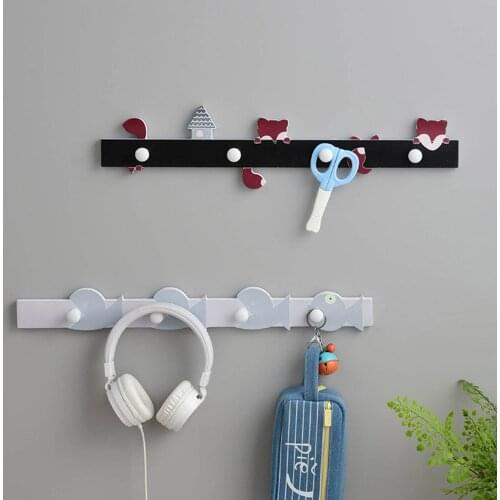 Wood Key Holder Wall Key Storage Organizer Strong Adhensive Clothes Hat Scarf Rack Hanger Hooks Wall Decoration