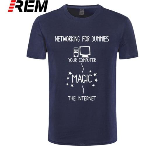 REM Networking For Dummies T-Shirt Men Funny Geek Nerd It Computer Gift Programmer Mens Cotton Casual Short Sleeve Tshirt Tops