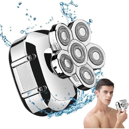 Head Shaver 6 Blades w/ Digital Display USB Rechargeable Electric Head Razor Wet/Dry Use Washable for Men Home Travel
