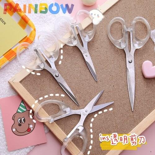 Ins Stationery Scissors School Supplies Transparent Small Kawaii Scissors Art Portable Multifunctional Stainless Steel Scissors