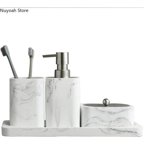 Ceramic Bathroom Supplies White Marble Brushing Cup/toothbrush Holder/storage Box Tray Home Bathroom Decoration Accessories