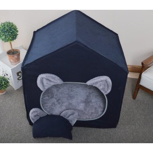 Coral velvet pet tent with non-slip bottom dog house overall washable kennel fully enclosed pet room warm kennel