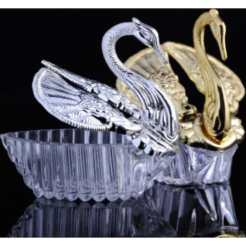 Wedding Favor Boxes Acrylic Swan Candy Box Wedding Gift Candy Favors Novelty Baby Shower Candy Boxes SN1137