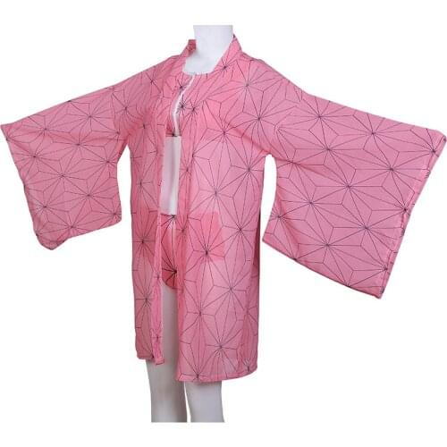 Demon Slayer Kamado Nezuko Swimming Suit with Chiffon Haori Yukata Kimetsu no Yaiba Swimsuit Cosplay Sukumizu Outfits Dropship