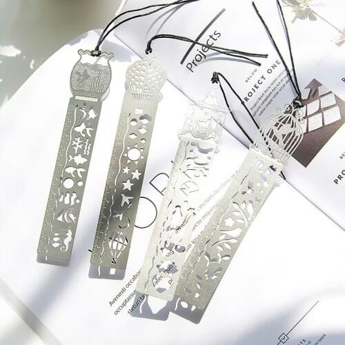 Kawaii Cute Ruler Hot Air Balloon Hollow Metal Straight Rulers Bookmark Stationery List School Office Supplies Stationery sl1741
