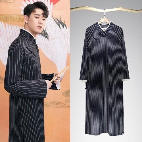 Fashion Chinese Style Hanfu Crosstalk Gown Robe Traditional Tang Suit Oriental Clothing Retro Blouse Shirt Dress Cosplay Costume