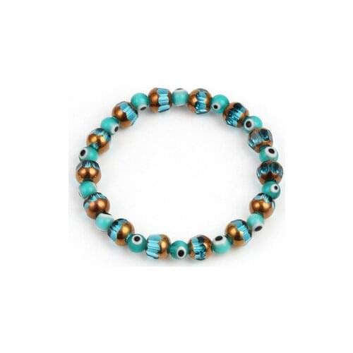 Trendy Simple Evil Eye Religious Eye Charm Blue Beads Lucky Bracelet Match Turkish Bracelet For Women Earrings Couple Bracelet