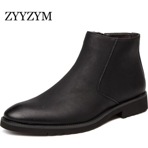 ZYYZYM Men Boots Split Leather Spring Autumn Zip Retro Style Classic Men Motorcycle Boots British Boots Men Superior Quality