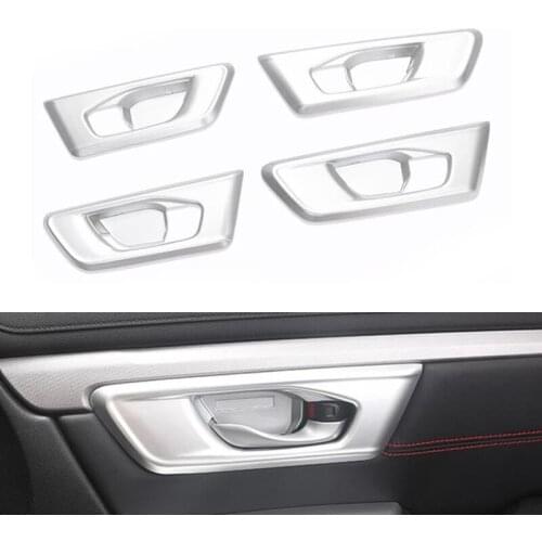 NEW-ABS Car Accessories Inner Door Handle Cover Catch Bowl Trim Bezel Frame Garnish for Honda CRV CR-V 2017-2019 Silver