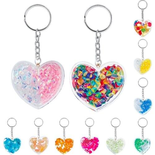 New Fashion Stereo Colorful Key Ring Creative Mobile Phone Bag Car Pendant Keychain Transparent Heart-Shaped Cute Love Key Acces
