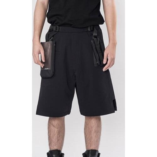 Pupil travel Plain Shorts waist adjustment stripes loops for mods techwear streetwear ninjawear darkweear