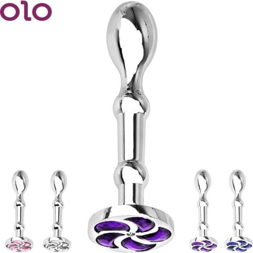 OLO Metal Anal Plug Prostate Massager Moon Shape Jewelry Butt Stimulation Anal Toys Butt Plug Sex Toys For Woman Men