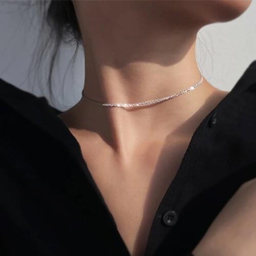 925 Sterling Silver Choker Necklace For Women Wedding Accessories Gothic Jewelry Collier Femme dz638