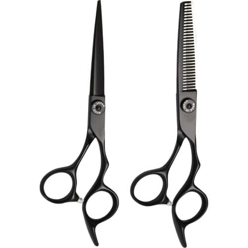 6 Inch Salon Barber Japan 440C Stainless Steel Thinning Cutting Hair Scissors Black