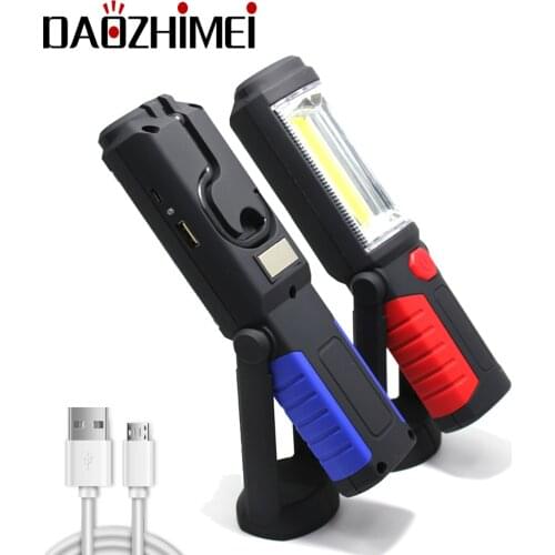 Portable COB Light Waterproof Rechargeable LED Work Light Car Flashlight Lamp Light Inspection Lamp with Built-in Battery Magnet