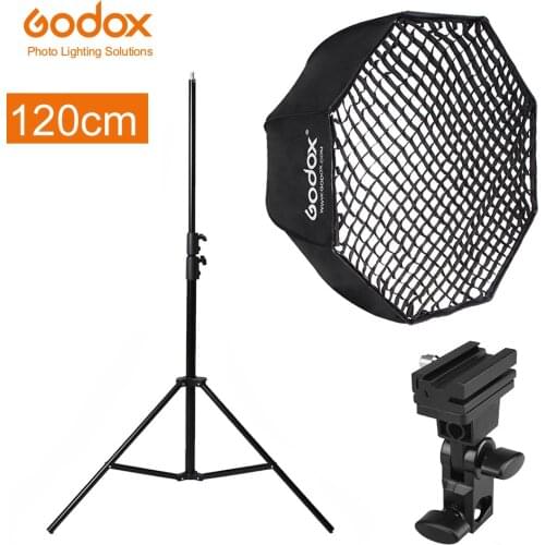 Godox Portable 120cm 47" Umbrella Octagon Softbox with Honeycomb Grid,2.8m Light Stand,Holder Bracket for Flash Speedlight