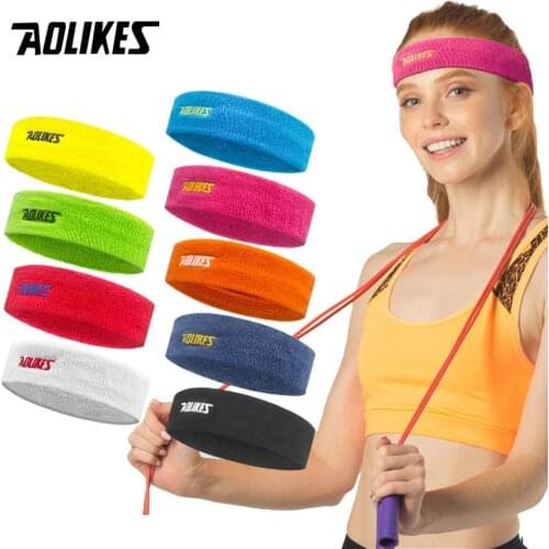 AOLIKES 1PCS High Quality Cotton Sweat Headband For Men Sweatband women Yoga Hair Bands Head Sweat Bands Sports Safety
