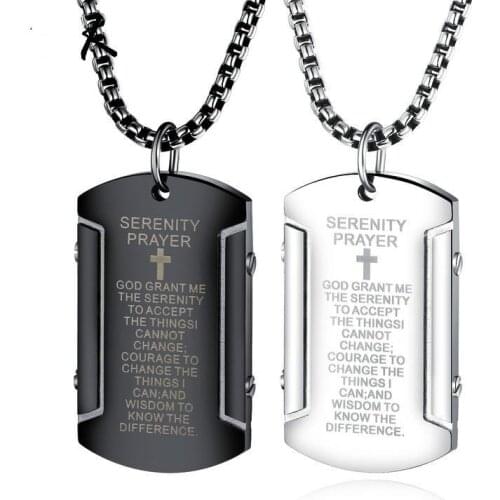 Religious Christian scripture jewelry men titanium steel cross Bible Stainless Steel Saint Catholic Crucifix t Necklace Crucifix