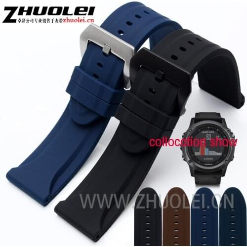Rubber watchband for PAM111 G-arminFenix3 wristband 24mm 26mm silicone Waterproof soft Mens bracelet black blue brown