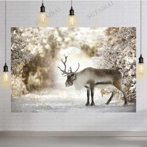 Christmas Backdrop Photo Christmas Backdrop Snowfield Xmas Deer Brown Bokeh Backdrops Photography Props Photo Background
